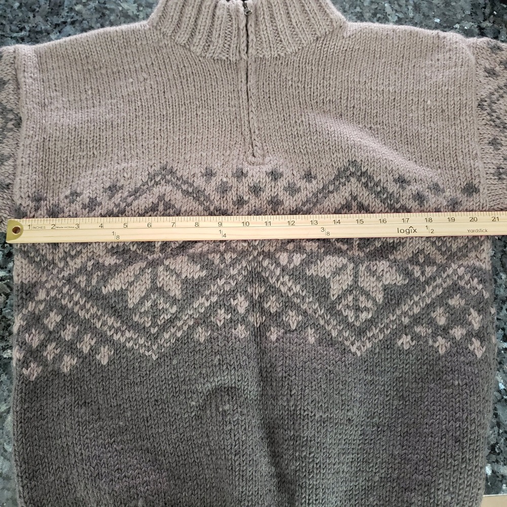 Romney Everest Designs 100% Wool Nordic Quarter Zip Sweater Mens M Grey Nepal - Picture 8 of 9